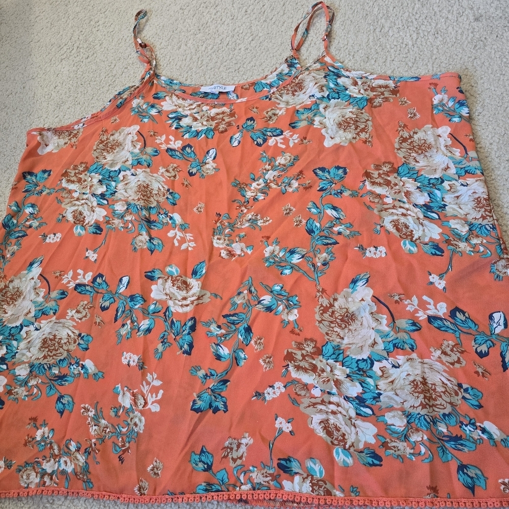 mySTYLE Floral Tank Top Womens Size 3X